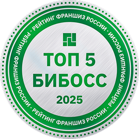 circle sticker with text inside: biboss top-5 award